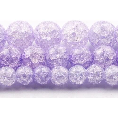 6/8/10mm Natural Perles Purple Cracked Quartzs Crystal Stone Beads Round Loose Beads For Jewellery Making Bracelet 15