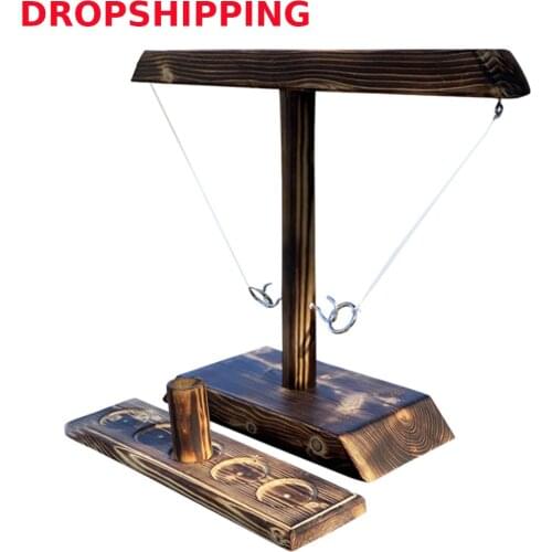 Ring Toss Battle Game Wooden Ring Toss Hooks Fast-Paced Interactive Family Game Ring Toss with Shot Ladder Bundle Game