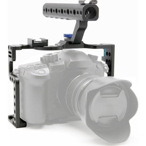 DSLR Camera Cage With Top Handle Grip For Panasonic Lumix GH5 Camera Rig Case Mirrorless System Cam Mounting Bracket