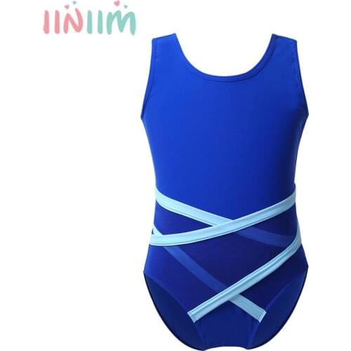 Iiniim Ballet Dance Leotard Bodysuit Kids Girls Sleeveless U-Shaped Back Gymnastics Leotard Jumpsuit Stage Performance Dancewear