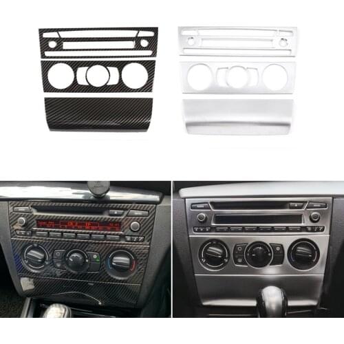 Car Carbon Texture Interior Center Control Air Condition Vent Outlet Volume Adjuster Frame Cover Trim For BMW 1 Series E81 07-11