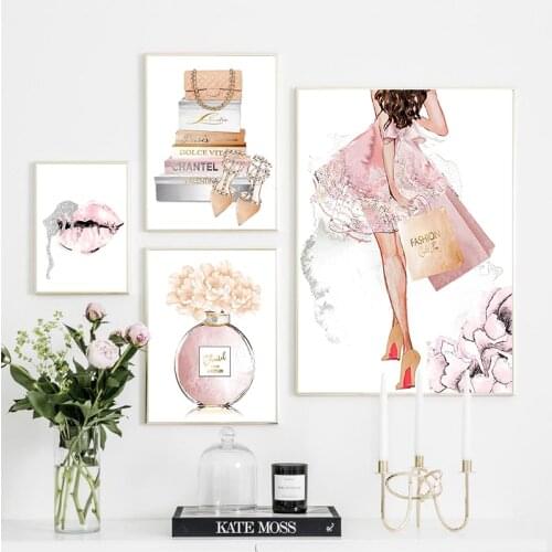 Canvas painting wall art decoration pictures for home design nordic peinture pink affiche perfume s and prints