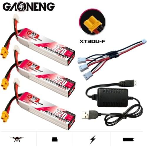 GAONENG GNB 720mAh 7.6V 2S 100C/200C HV XT30U-F Plug Lipo Battery Charger Set for RC FPV Whoop Frame Kit Tinywhoop Racing Drone