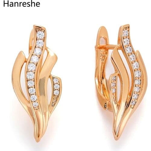 Hanreshe Copper Stud Earrings Zircon Trendy Punk Jewelry Party Exquisite Beautiful Charm Good Quality Earring Woman Gift