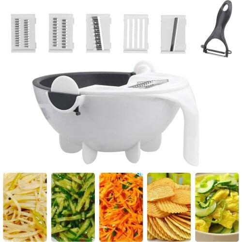 Multifunction Potato Tomato Shredder Ginger Garlic Grater Drainage Basket Manual Vegetable Cutter Shred and Slice Machine Cutter