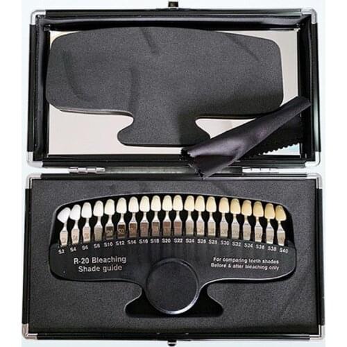 Dental Shade Guide Tooth Color With Mirror Contrast Plate 20 Colors
