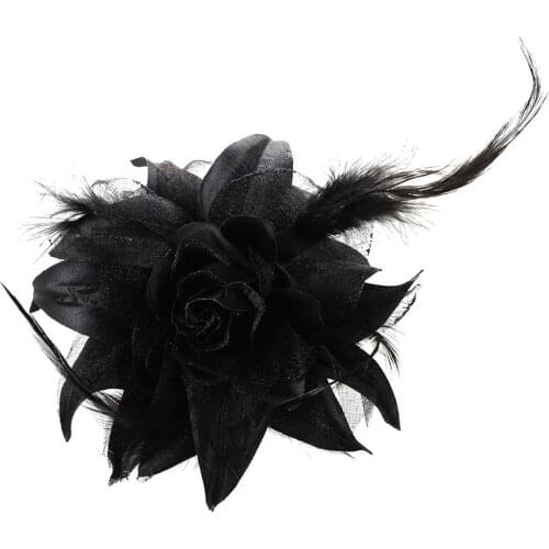 New Rose Flower Hat Hair Clip Brooch Pin Black Party Lady Gift