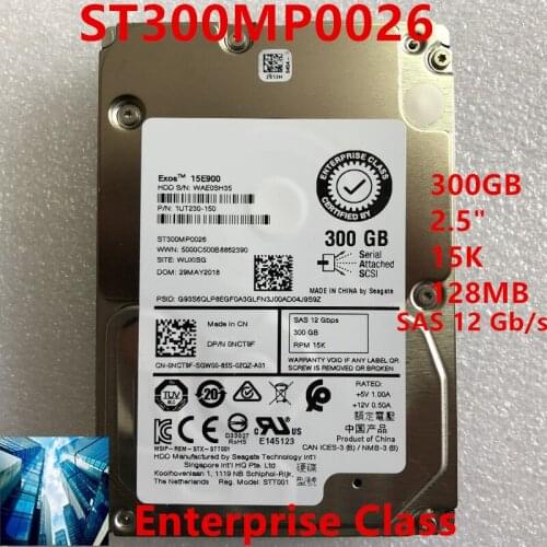 New HDD For Dell Brand 300GB 2.5" 15K SAS 12 Gb/s 128MB For Internal Hard Disk For Enterprise Class HDD For ST300MP0026