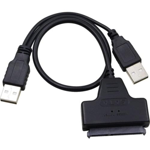 SATA to Dual USB 22pin Adapter Cables 2.5inch 7+15Pin SATA Data Power Cable for 2.5'' Hard Disk Drive Converter