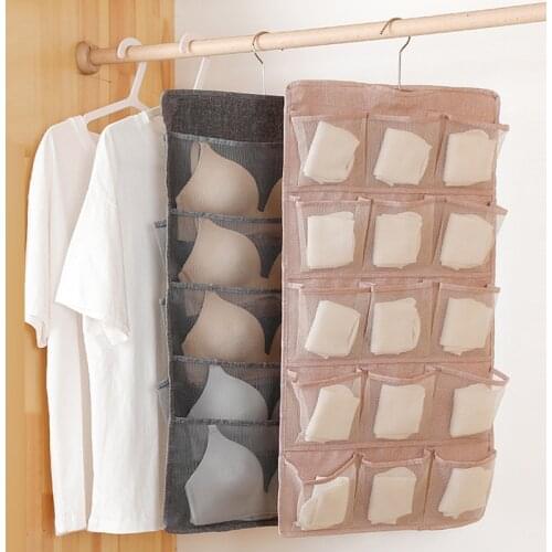 Hanging Organizers Underwear Socks Bag Large Capacity Wall Cloth Fabric Storage Bag Washable Locker Pockets Closet Wardrobe Stor