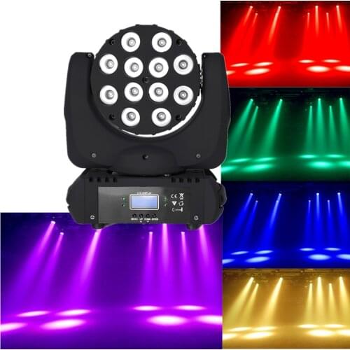 LED moving head 12x12w rgbw 4in1 color advanced 9/16 dmx channels dj disco parties show lights led moving head wash beam lig