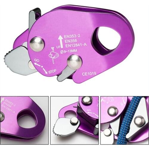 Rope Grab Outdoor Mountaineering Rock Arborist Fall Protection Cable Lanyard Protect Safety Professional Climbing Descender stop