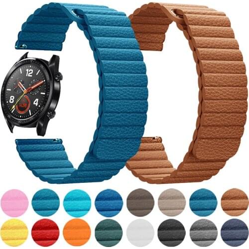 Loop Leather Wrist Strap For Samsung Galaxy Watch 3 LTE 41mm 45mm Magnetic Bracelet Gear Sport S3 42mm 46mm 20mm 22mm Belt Band