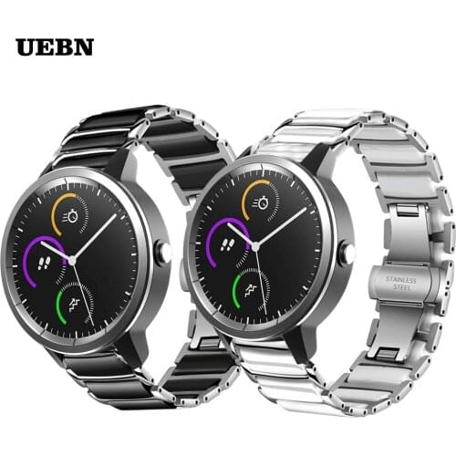 UEBN Stainless steel & ceramic strap for Garmin venu strap for Garmin Active/Garmin Move 3 vivoactive 4 Bracelet Watchbands