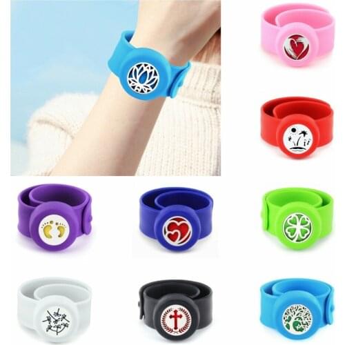 Heart beach coconut tree cross Dandelion kids gift Repellent diffuser Bracelet 25mm Essential Oil Diffuser locket bangle 10Pads