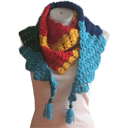 Pafuli Hand Knitted Ebruli Cowboy Shawl Blue