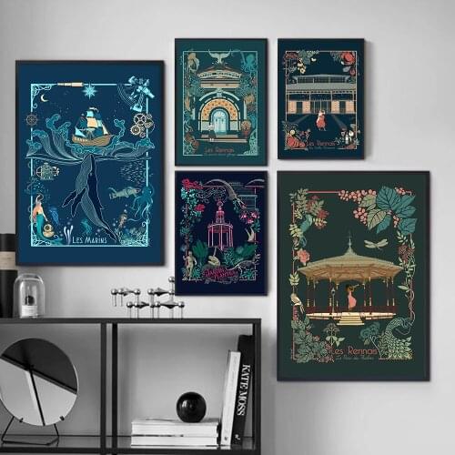 Modern Multicolored Abstract The Garden Of PLants Wall Art Canvas Painting Picture Posters and Prints Gallery Dark Unique Home