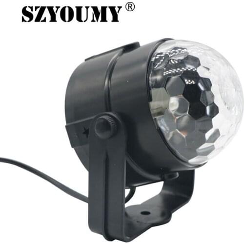 SZYOUMY LED Crystal Magic Ball 3W Mini RGB Stage Lighting Effect Lamp Bulb Party Disco Club DJ Light Show Lumiere US/ EU Plug