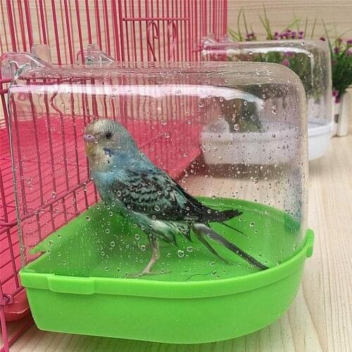 Bird Bath Bathtub Bath Box Bird Cleaning Tool Cage Wholesale Shower Transparent Tub Hanging Accessories Bath Parrot Plastic B8P6