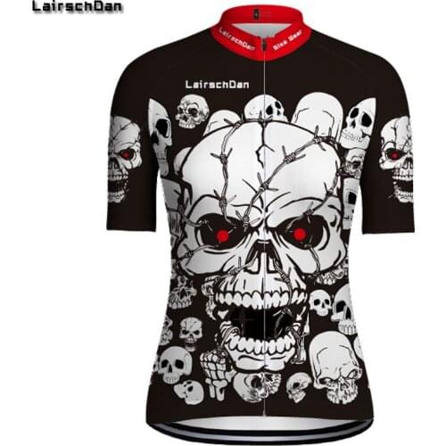 Black Skull Cycling Jersey 2021 LairschDan Bicycle Team Cycling Shirts Males' Short Sleeve MTB Bike Wear Summer Riding Clothing