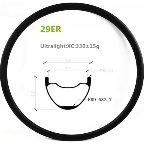 330g Ultralight 29er mtb carbon rim 32x28mm XC tubeless mountain bike carbon wheel bicycle hoop 29 24H/28H/32H UD matte/glossy