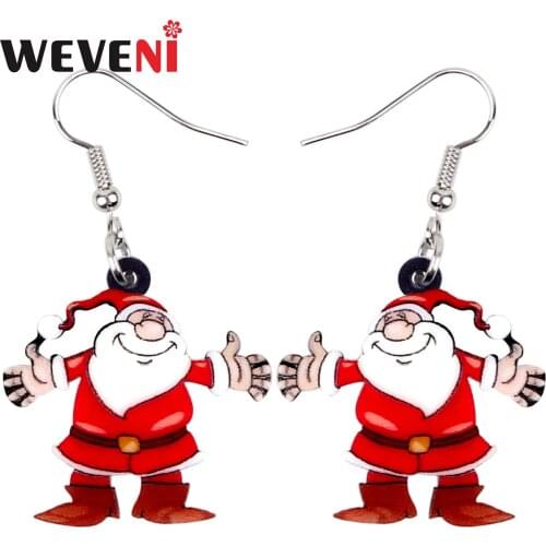 WEVENI Acrylic Santa Claus Christmas Earrings Drop Dangle Gift New Year Navidad Jewelry For Women Girls Teens Bijoux Charms 2018