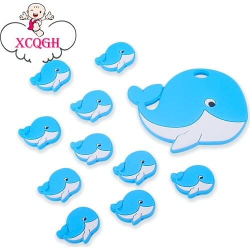 XCQGH 2021 Cute Cartoon Whale Silicone Beads Teething Accessories BPA Free Baby Safe Silicone Beads