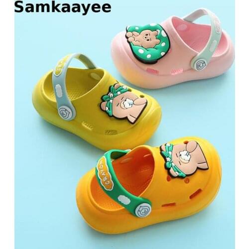 0-6y Kids Mules Clogs Summer Girls Boys Cartoon Dinosaur Sandals Toddler Beach Slippers Children Non-Slip Cute Garden Shoes Y15