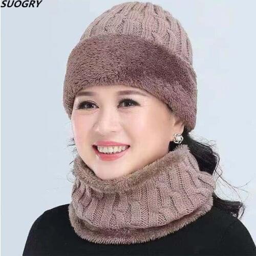 Winter Beanies Scarf Hat Sets For Men Double Layer Velvet Solid Color Thick Warm Scarf Casual Knitted Wool Cap Skullies Beanies