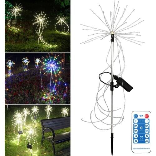 1PCS LED Copper Wire Solar Fireworks Lights ,Outdoor Solar Garden Lights Waterproof 8 Modes Ball Shaped Solar Stake Lights