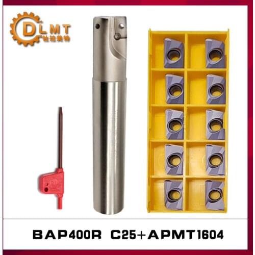 1PC BAP400R Clamped Milling Cutting +10PCS APMT1604 H2 M2 Carbide Insert Shoulder Right Angle Cutter Arbor CNC Machining Center
