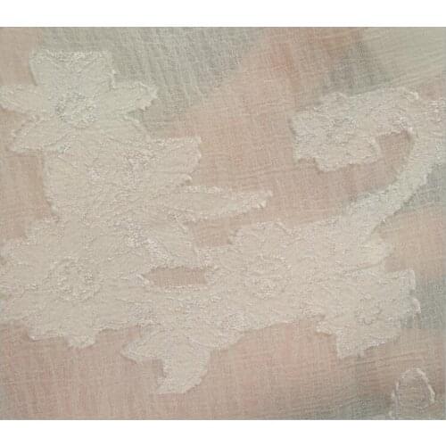 1 Yard Jacquard Flower Chiffon Fabric In Nude For Blouse, Background, Bridal Gowns, Table Runner