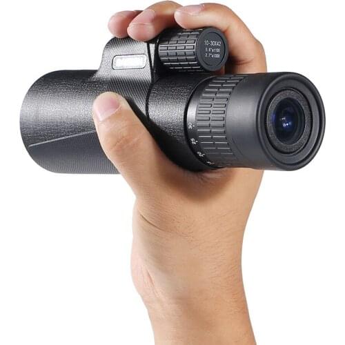10-30x42 High Zoom Monocular Professional Telescope BAK4 Prism HD Binoculars for Camping Hunting with Phone Stand & Tripod