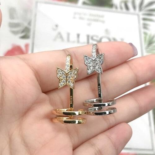 2021 New Trendy Fingertip Nail Rings Charm Butterfly Full Inlay Shiny Zircon Women Party Statement Aesthetic Jewelry Accessories