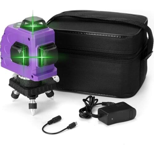3D 12 Lines Laser Level Tool Vertical Horizontal Lines Multifunctional Laser Leveling Device with 4° Self-leveling Function