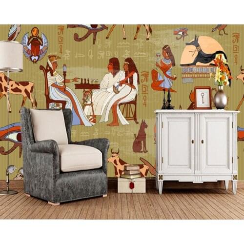 Papel de parede Egyptian ancient characters pattern 3d wallpaper mural,living room sofa TV wall bedroom wall papers home decor