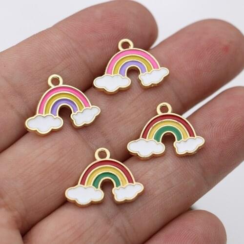 5Pcs Gold Color Enamel Rainbow Charms Pendant for Jewelry Making Earrings Bracelet Necklace Accessories DIY Findings