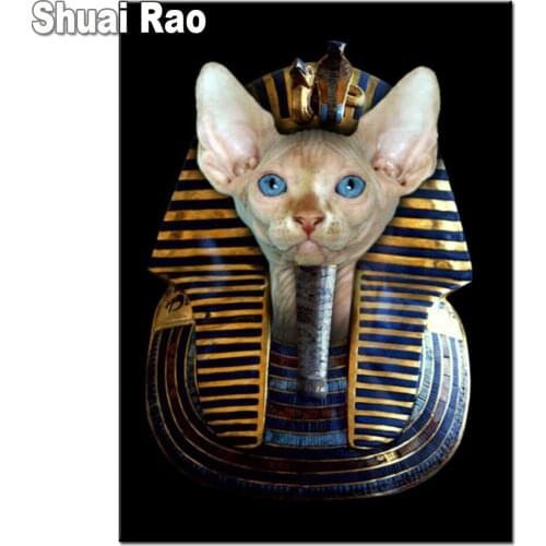 Diamond Mosaic Egypt Sphynx Home Decoration Diamond painting Full square Round drill Diamond Embroidery For 2021 New Gift