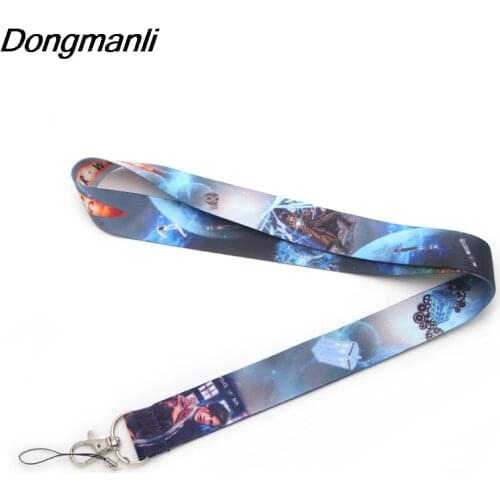 P1928 Dongmanli Blue TARDIS keychain lanyard Badge ID Lanyards/ Mobile Phone Rope/ Key Lanyard Neck Straps jewelry