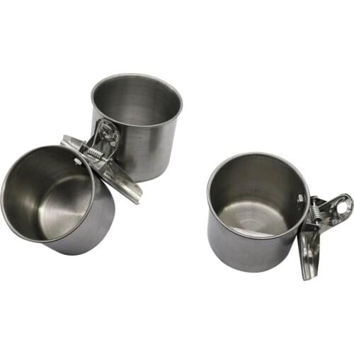 1 Pcs New Bird Feeder Cups Food Water Feeding Bird Double Cups With Clip Stainless Steel Parrot Cage Stand Bird Supplies
