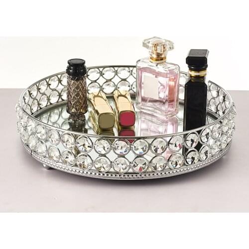 Decorative Mirrored Makeup Tray Mirror Perfume Vanity Jewelry Serving Tray