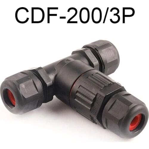 IP68 T Shape Outdoor Waterproof Connector 3 Pin Cable Wire Gland Sleeve Connectors Quick Screw Connection Waterproof Terminal