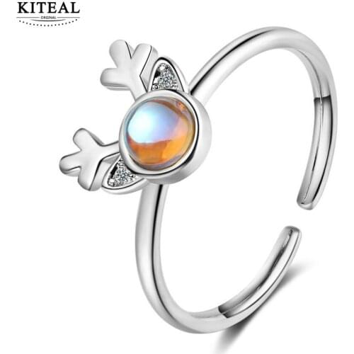 KITEAL New Beautiful Fashion silver plated size Resizeable Lady men\s rings Antlers men ring Personalized