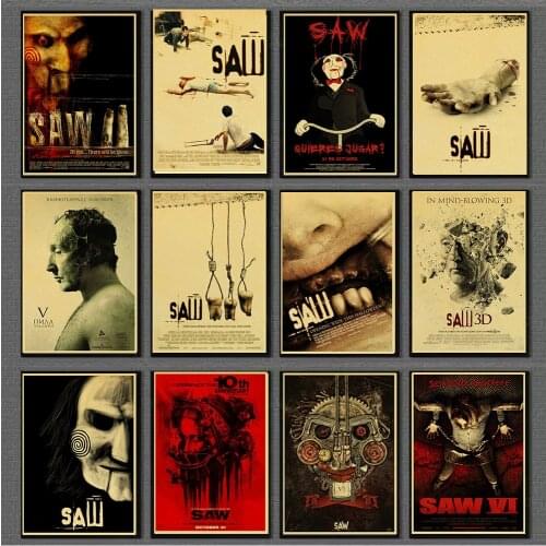 Saw Classic Horror Film Posters Home Furnishing Decoration Kraft Movie Retro Poster Wall Painting for home/bar