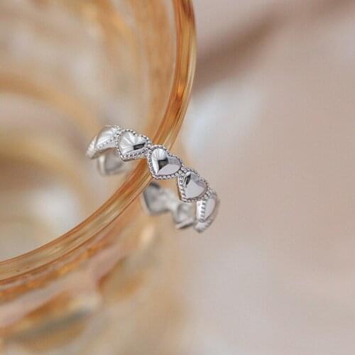 Teen Girls Heart Rings For Women Opening Adjustable Simple Korean Fashion Vintage Lady Party Wedding Present Jewelry BOYULIGE