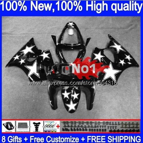 Body For KAWASAKI ZX-6R ZX-636 ZX600 600CC ZX6R 98 99 Black&stars 82MC.16 ZX636 ZX600CC ZX 636 6 R 600 CC 6R 1998 1999 Fairing