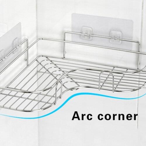 Easily Suction Up Bathroom Corner Shower Rack Stainless Steel Triangular Shampoo Soap Storage Shelves Tsl1