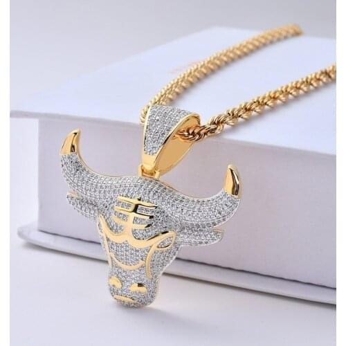 Fashion Simple Bull Head Pendant Necklace Outer Sliding Object Pendant Casual Men and Women Necklace