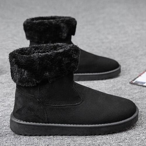 Men Outdoor Winter Snow Ankle Boots Martin Non-slip Short Plush Warm Walking Male Casual Flat Shoes Sneakers Fashion Comfortable