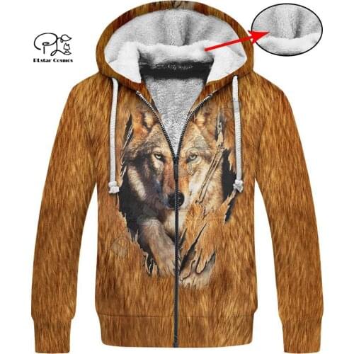 PLstar Cosmos Indian Native Wolf Animal Autumm Winter Pullover Funny 3Dprint Men/Women NewFashion Coat Fleece Jacket Hoodies B-1